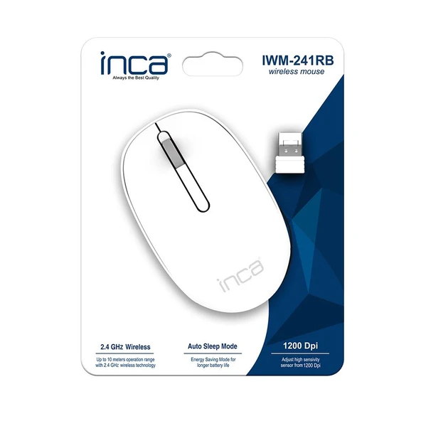INCA IWM-241RB Kablosuz 1200dpi Beyaz Mouse ürün görseli 1