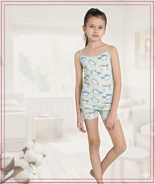 Kız Çocuk Garson Boy Atlet Boxer Takım ELM-8070 ürün görseli 1