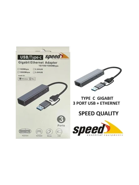 SPEED SP-UET01 Gigabit TypeC Harici Ethernet ürün görseli 1