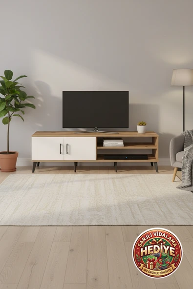 mobihobi Silva TV Ünitesi: 2 Raflı, 2 Kapaklı 176cm - Modern ve Fonksiyonel Tasarım ürün görseli 1