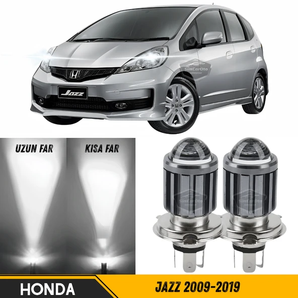 Honda Jazz 2009-2019 Uyumlu Mercekli Far Ampulü Led Xenon Beyaz Renk Far Şimşek Etkili CSP Led Lamba Uzun Kısa 2 Adet Takım ürün görseli 1