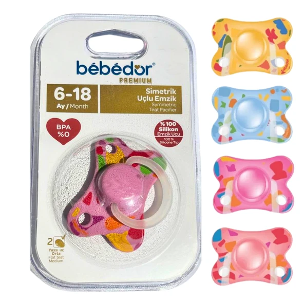 Bebedor Premium 142 Simetrik Uçlu Yassı Orta Emzik 6-18 Ay ürün görseli 1