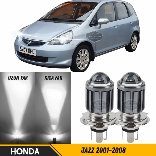 Honda Jazz 2001-2008 Uyumlu Mercekli Far Ampulü Led Xenon Beyaz Renk Far Şimşek Etkili CSP Led Lamba Uzun Kısa 2 Adet Takım ürün görseli 1