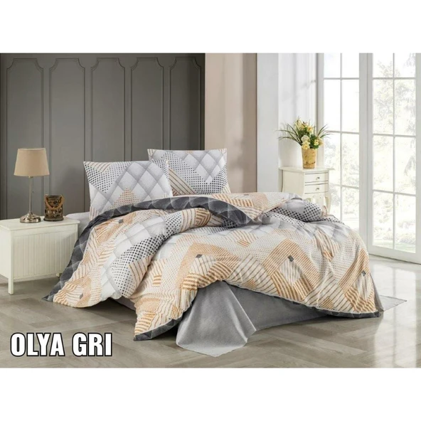KRİSTAL ÇİFT KİŞİLİK TERRY COTTON NEVRESİM TAKIMI OLYA GRİ ürün görseli 1