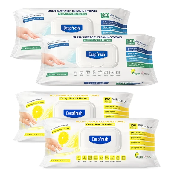 Deep Fresh Yüzey Temizlik Havlusu 100 lü Normal ve Limonlu 4 lü Karma Paket ürün görseli 1