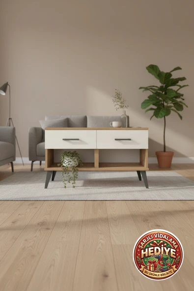 mobihobi Silva Şifonyer 2 Çekmeceli: Atlas Çam & Aytaşı ile 88x30x48 cm Şıklığı ürün görseli 1