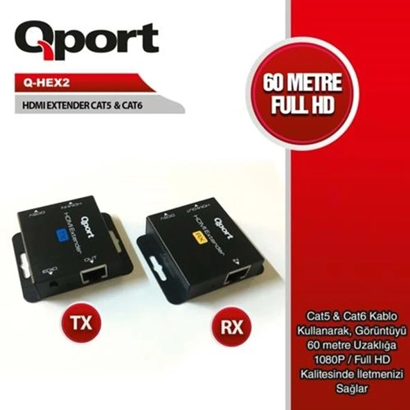 QPORT Q-HEX2 HDMI-CAT6 60metre HDMI Extender ürün görseli 1