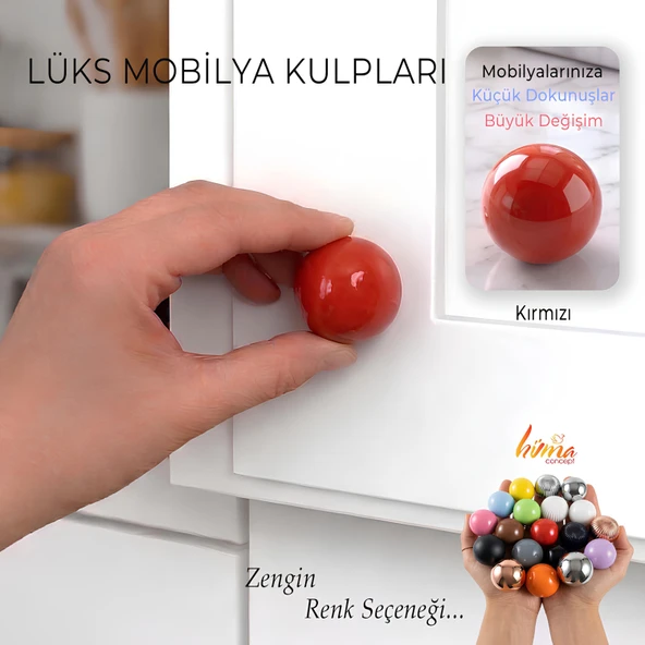 Sert Plastik Düğme Yuvarlak Top Kırmızı Dolap Mobilya Mutfak Dolabı Çekmece Kulbu Kulpu Kulplar ürün görseli 1