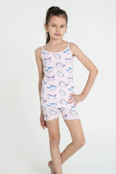 Kız Çocuk Garson Boy Atlet Boxer Takım Unicorn ELM-8071 ürün görseli 1