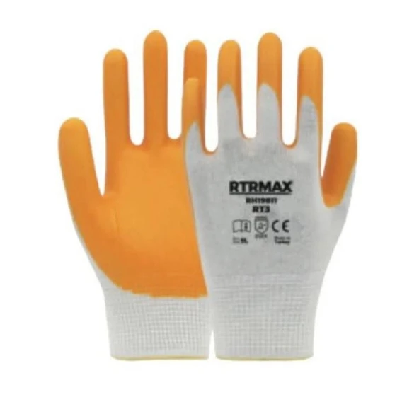 NİTRİL KAPLI POLYESTER ELDİVEN RT3 BEYAZ SARI NO:9 RTRMAX 5 ADET ürün görseli 1