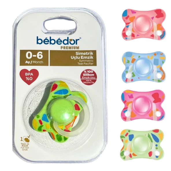 Bebedor Premium 141 Simetrik Uçlu Yassı Küçük Uç Emzik 0-6 Ay ürün görseli 1