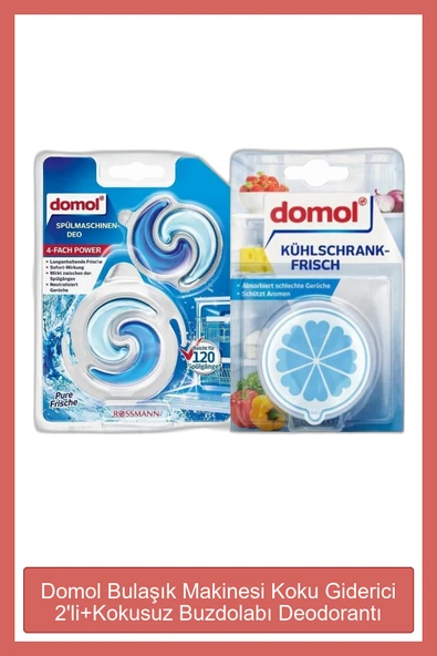 DOMOL DOMOL Bulaşık Makinesi Koku Giderici, 2 Adet + Kokusuz Buzdolabı Deodorantı Kartuş ve Karbon Filtre 40 gr ürün görseli 1
