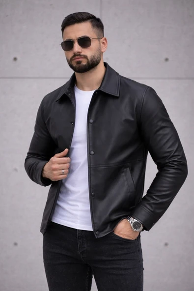 Trend Basic Deri Ceket - Resim 11