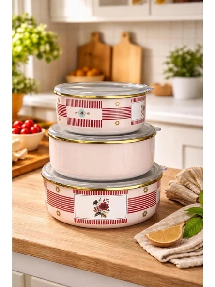 Acar Chloe Collection Emaye 3lü Saklama Kabı XAP-10351 ürün görseli 1