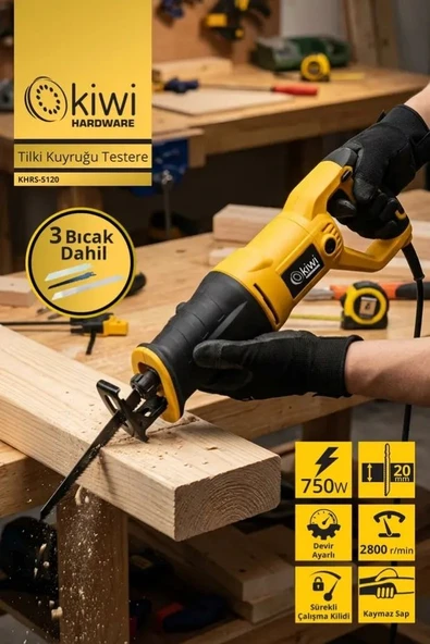 KHRS-5120 Tilki Kuyruğu Testere Devir Ayarlı 3 Bıçaklı-Kilit Düğmeli ürün görseli 1