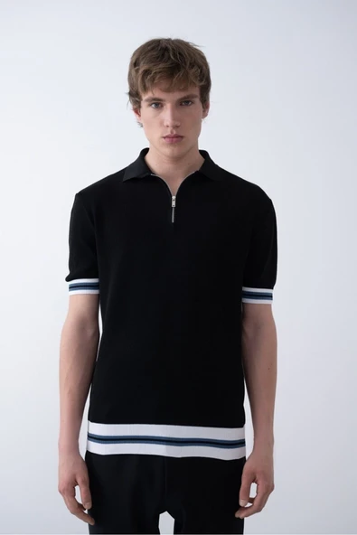 Triko Polo Yakalı T-Shirt - Premium Ribana Detaylı ürün görseli 1