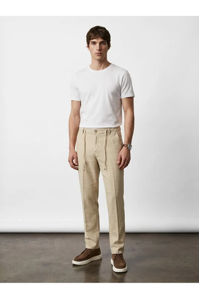 Old Money Keten Jogger Pantolon - Resim 3
