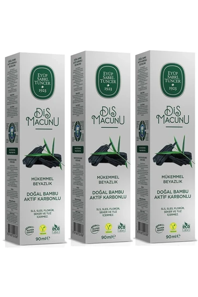 Eyüp Sabri Tuncer Eyüp Sabri Tuncer Doğal Bambu Aktif Karbonlu Beyazlatıcı Diş Macunu 90 ml 3 Adet ürün görseli 1