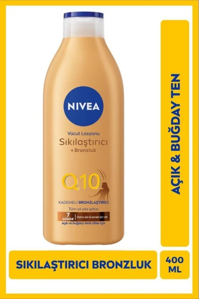 NIVEA NIVEA Q10 Sıkılaştırıcı Bronzlaştırıcı Vücut Losyonu 400ml, 7 Günde Sıkılaşma,Açık Buğday Ten,Normal Cilt ürün görseli 1