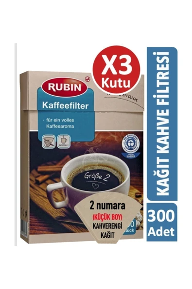 Rubin Rubin Kahve Filtresi 2 Numara (Küçük Boy) Naturel Kağıt 300 Adet ürün görseli 1