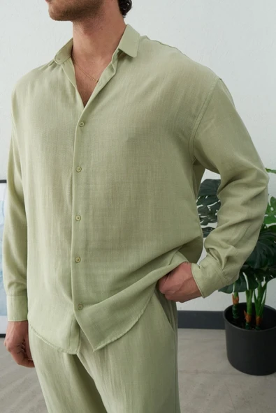Ütü istemez ve Tüylenemez Keten Gömlek - Premium Oversize ürün görseli 1