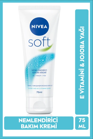 NIVEA NIVEA Soft Nemlendirici Bakım Kremi 75ml, Jojoba Yağı, E Vitamini, El Yüz Vücut, Yumuşak Cilt,Canlandırıcı ürün görseli 1