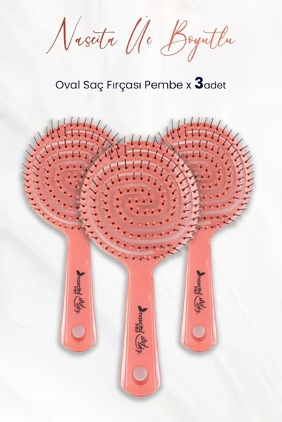 nascita nascita Üç Boyutlu Oval Saç Fırçası Pembe x 3 Adet ürün görseli 1