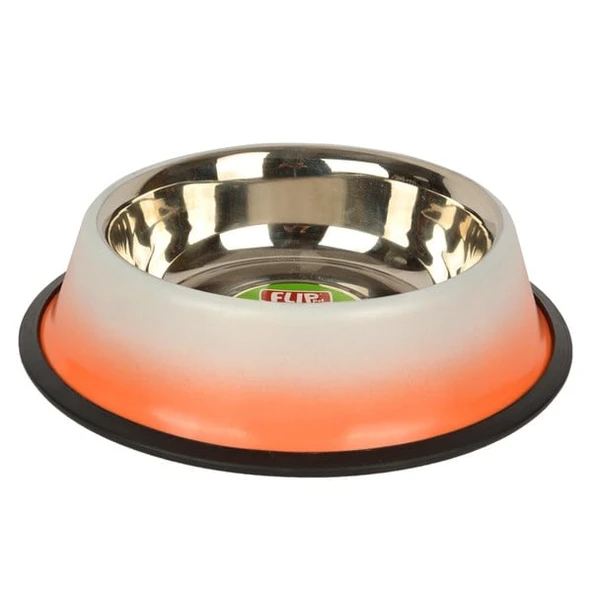 Flip Çift Renkli Çelik Köpek Mama ve Su Kabı (Turuncu) 960ml ürün görseli 1