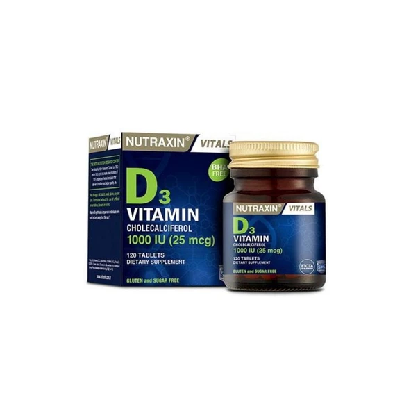 Vitals D3 Vitamini 1000UI(25mcg) İçeren Takviye Edici Gıda 120 Tablet ürün görseli 1