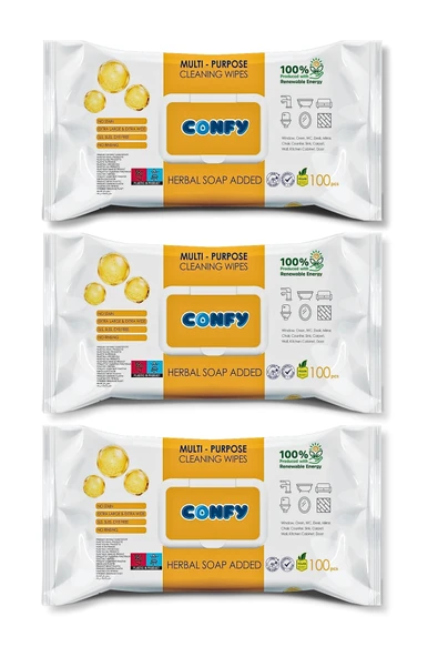 Confy Confy Yüzey Temizlik Havlusu ve Mendili – Arap Sabunu Kokulu (3 Paket x 100 Yaprak) ürün görseli 1
