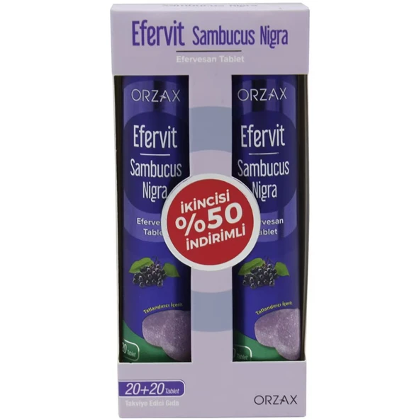 Efervit Sambucus Nigra Kara Mürver İçeren Takviye Edici Gıda İkincisi %50 İndirimli (20+20 Tablet) ürün görseli 1