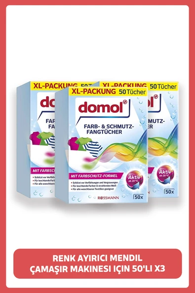 DOMOL DOMOL Renk Ayırıcı Mendil Çamaşır Makineleri Için 50'li x3 Adet ürün görseli 1