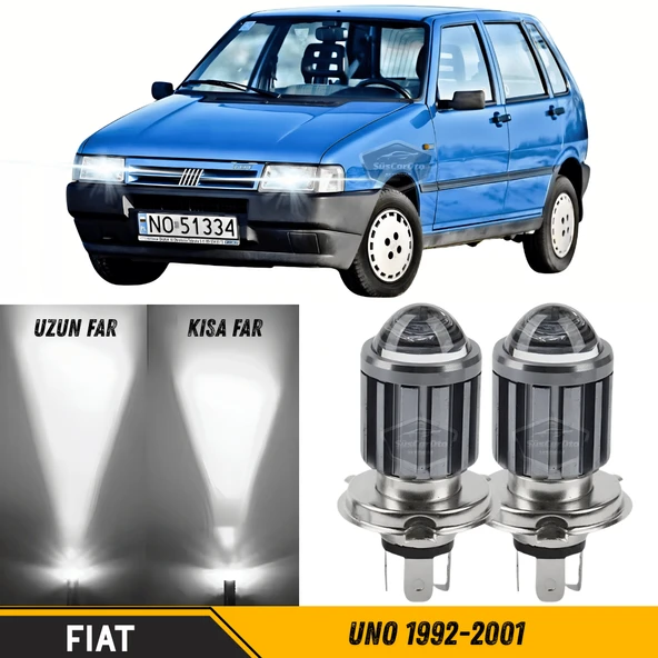 Fiat Uno 1992-2001 Uyumlu Mercekli Far Ampulü Led Xenon Beyaz Renk Far Şimşek Etkili CSP Led Lamba Uzun Kısa 2 Adet Takım ürün görseli 1