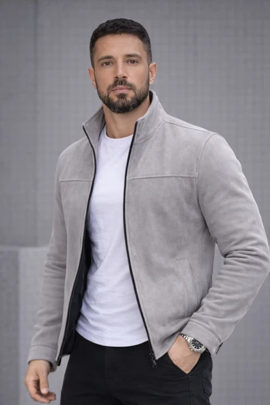 Slim Fit Dik Yaka Mevsimlik Süet Ceket ürün görseli 1