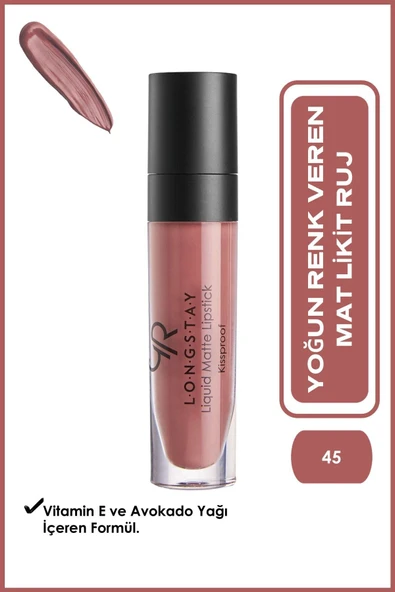 Golden Rose Golden Rose Longstay Liquid Matte Lipstick No: 45 - Bulaşmayan Kalıcı Likit Mat Ruj ürün görseli 1