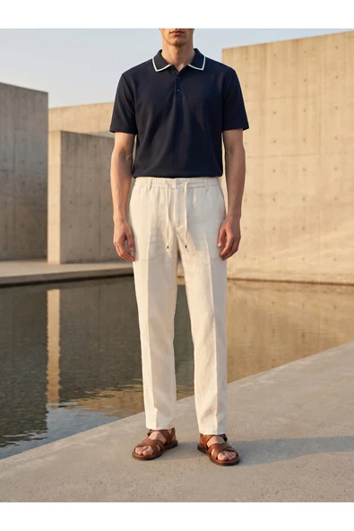 Old Money Keten Jogger Pantolon - Resim 9