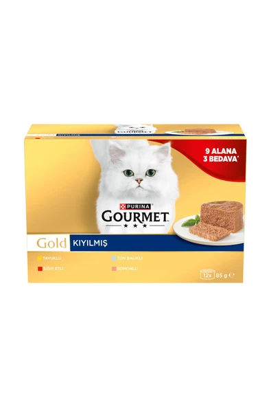 Gourmet Gold Karışık Kıyılmış Konserve Yetişkin Kedi Yaş Maması 12 X 85 G ürün görseli 1