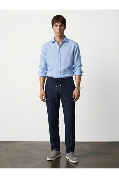 Old Money Keten Jogger Pantolon - Resim 8