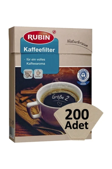 Rubin Rubin Kahve Filtresi 2 Numara  Küçük Boy  Naturel Kağıt 200 Adet ürün görseli 1