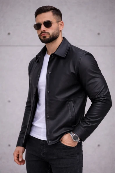 Trend Basic Deri Ceket - Resim 9