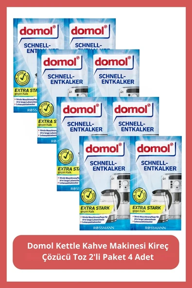 DOMOL DOMOL Kettle Kahve Makinesi Kireç Çözücü Toz 2'li Paket 4 Adet ürün görseli 1
