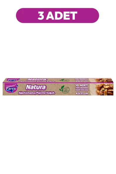 Parex Parex Natura Ağartılmamış Hazır Kesilmiş Pişirme Kağıdı 10 Adet 42x37cm 3 Paket ürün görseli 1
