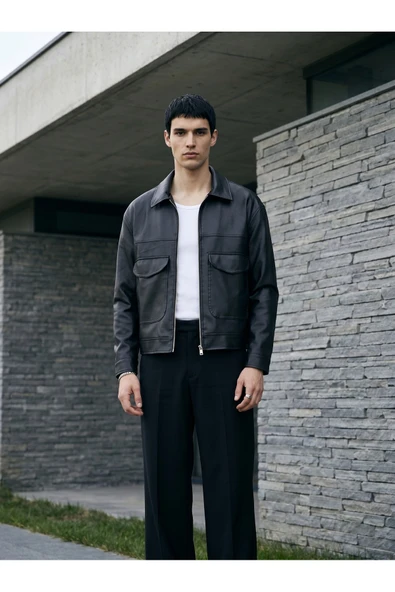 Trend ZRA Boxy Fit Deri Ceket ürün görseli 1
