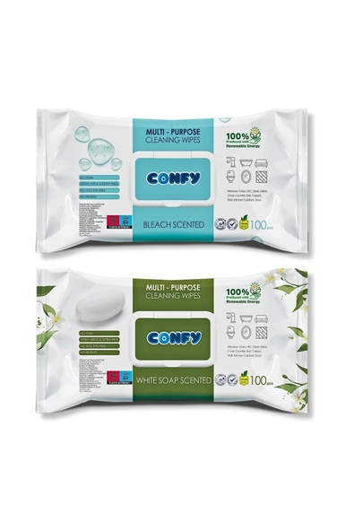 Confy Confy Yüzey Temizlik Havlusu 2'li Set - Beyaz Sabun & Çamaşır Suyu Kokulu, 200 Yaprak ürün görseli 1
