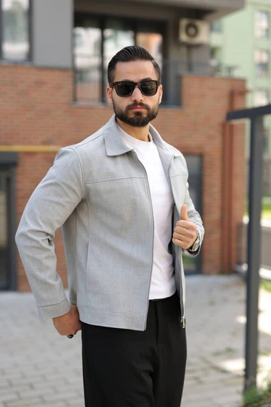 Gizli Cep Tasarım Basic Mevsimlik Ceket - Resim 8