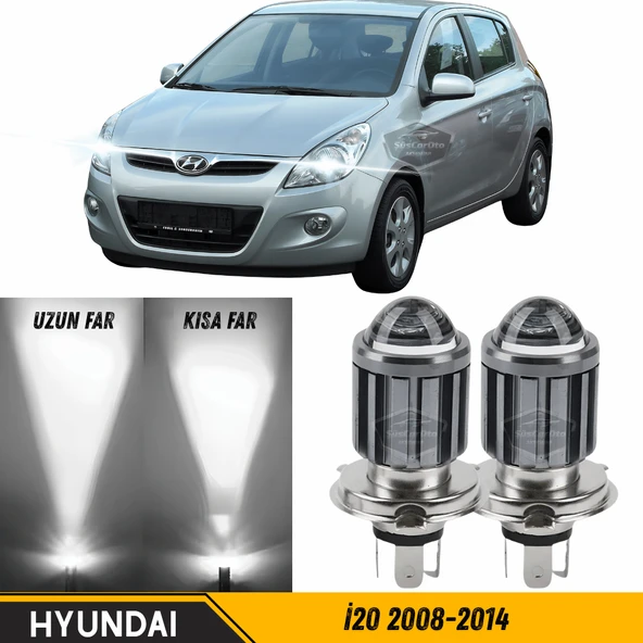 Hyundai İ20 2008-2014 Uyumlu Mercekli Far Ampulü Led Xenon Beyaz Renk Far Şimşek Etkili CSP Led Lamba Uzun Kısa 2 Adet Takım ürün görseli 1