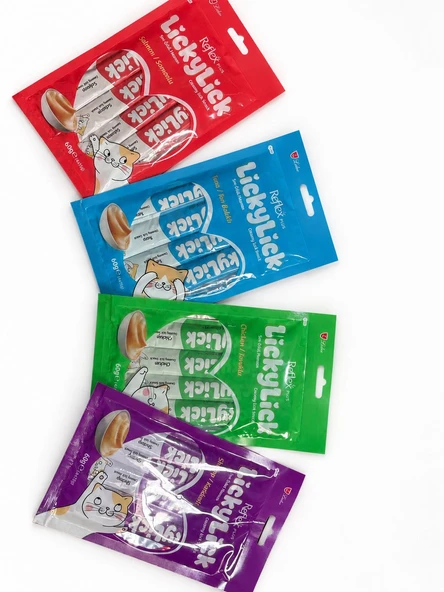 Reflex Plus Licky Lick Ton Balıklı-Tavuklu-Karidesli-Somonlu kedi sıvı ödül 4x4x15gr ürün görseli 1