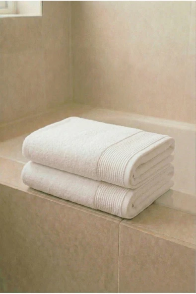 Motif Mağaza -Defoludur- 2'li Banyo Havlusu Seti Kadın-Erkek 85x150 Cm %100 PAMUK  2 Adet Beyaz 85 x 150 ürün görseli 1