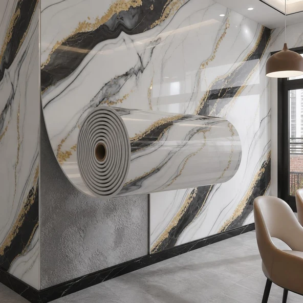 60cm x 3 Metre Tek Parça Yapışkanlı Rulo Moss Duvar Paneli Kağıdı Silinebilir Salon Ofis CF-1072 ürün görseli 1