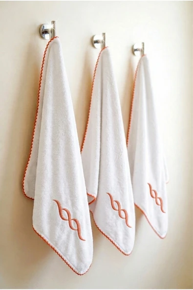 Motif Mağaza 3'Lü Set Mutfak ve El/Yüz Havlusu 30x50 cm %100 PAMUK  Turuncu Sarmal 30 x 50 ürün görseli 1